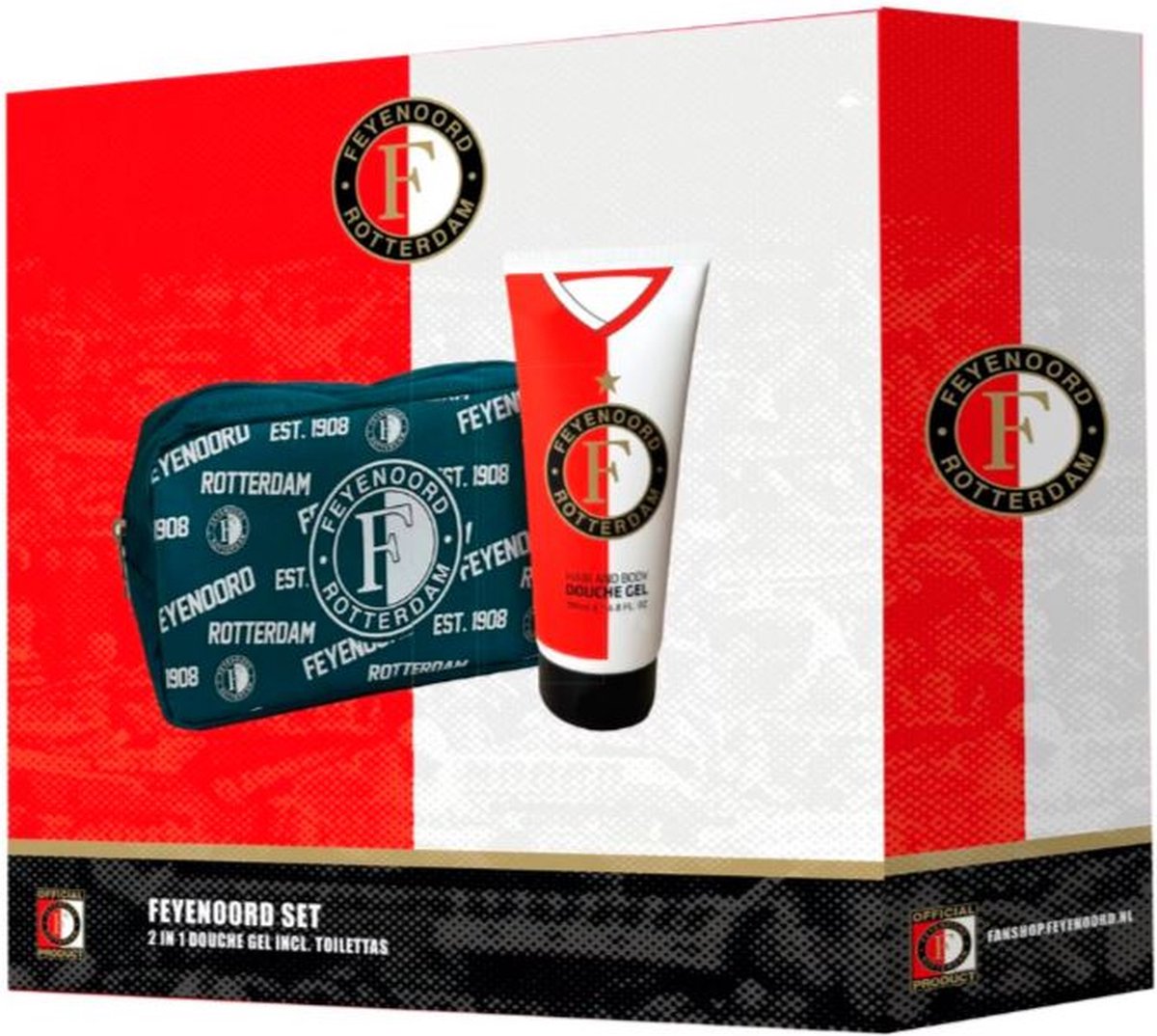 Goedkoopste Feyenoord | Cadeau voor kinderen | Geschenkset | Douchegel toilettas - kerst