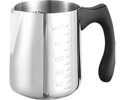 Melkkan, 600 ml melkkan, roestvrij staal, barista-melkkan, barista-accessoires, maatbeker, roestvrijstalen melkkan voor het opschuimen van melk, roestvrij staal voor cappuccino en latte