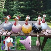 Mrs. Jones Premium Collection Decoratieve tuin kip van hars - Cadeau voor kinderen - Tuindecoratie - Tuinbalkon - 5 stuks