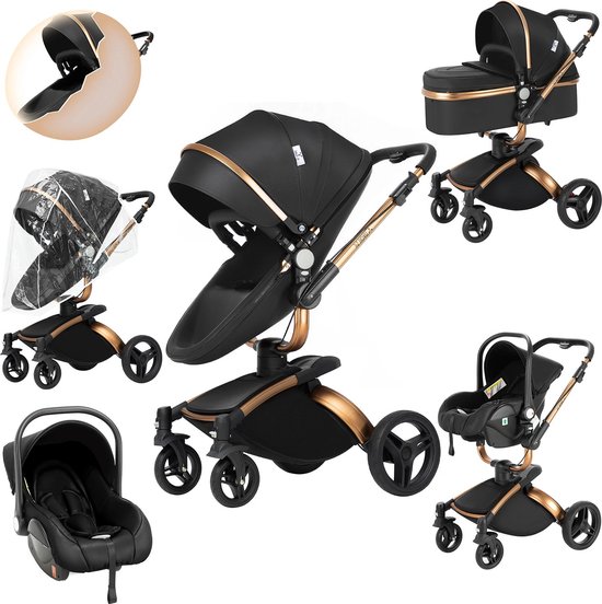 Seastone Luxe 3 in 1 Kinderwagen Inklapbaar Zwart - Seastone - €499,95