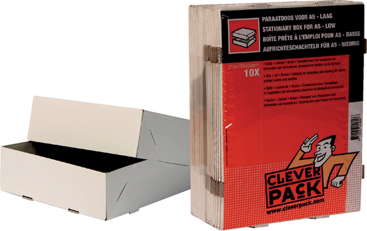 Paraatdoos Cleverpack A5 218x155x55mm Voor 500vel Wit 10st