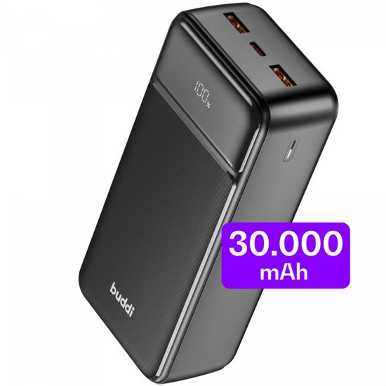 Buddi Boost Powerbank 30.000 mAh Zwart Snelladen - Buddi - €34,95