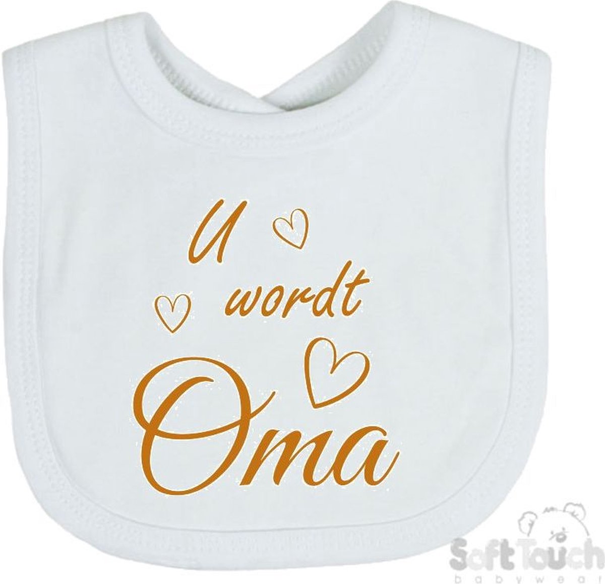 Goedkoopste Soft Touch Slabber Slabbetje Slab U wordt Oma Unisex Katoen Wit/tan Maat 33x22 Cm