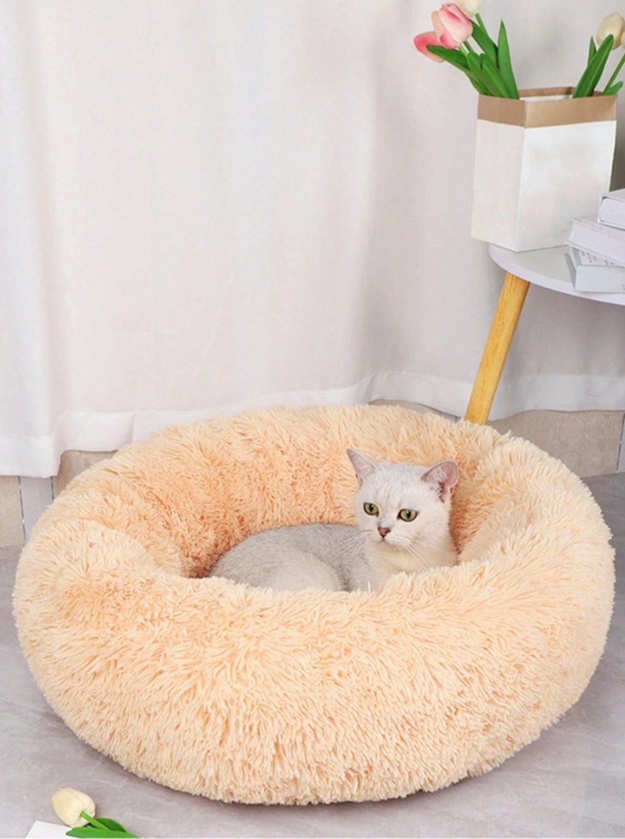 SuperShopper - Donut Dierenbed Beige - Dierenmand - Hondenmand - Kattenmand - Fluffy - Uitwasbaar