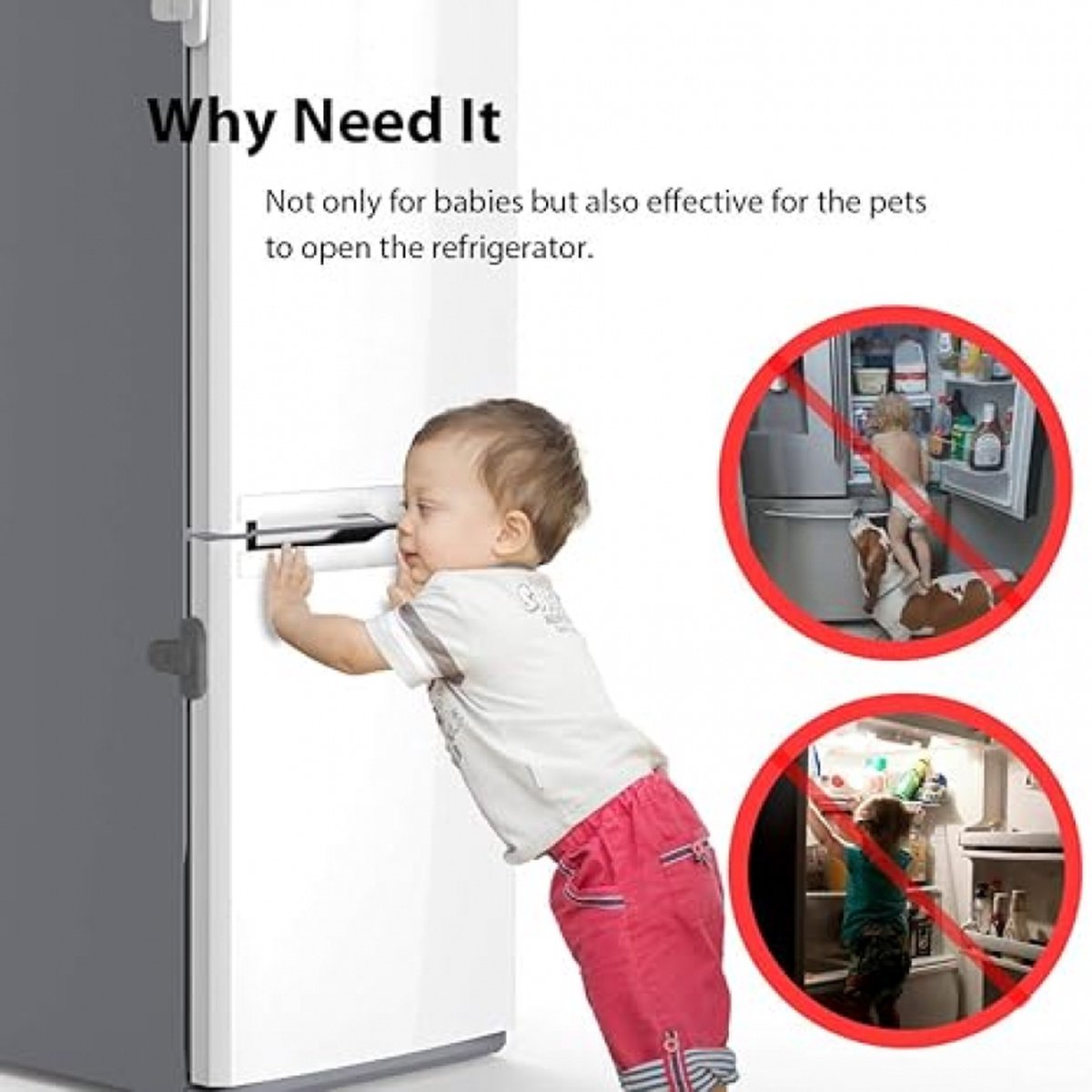 2 Stuks -Home Koelkast Koelkast Vriezer Deurslot Grendel Peuter Kinderen Kind Kast Sloten Baby Veiligheid Kinderslot Eenvoudig te installeren en te gebruiken 3M Lijm Geen Gereedschap Nodig of Boren-Grijs – foto 4