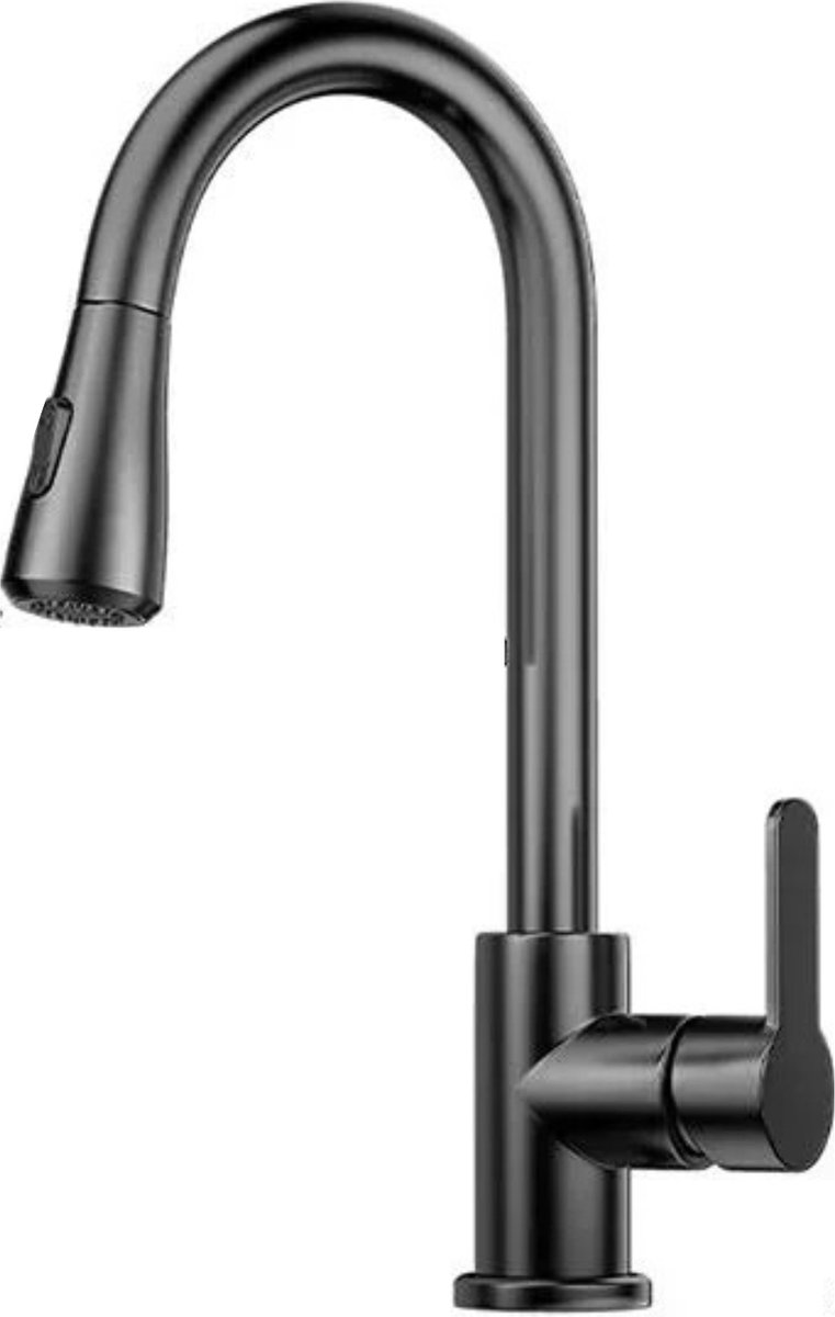 Botec Keukenkraan met uitrekbare uitloop - keuken kraan - keukenmengkraan zwart uittrekbaar - optimaal gebruiksgemak door flexibiliteit en stijl - universeel