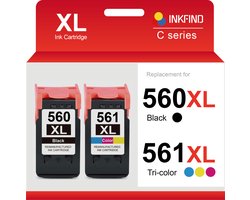 INKFIND 560XL 561XL Inktcartridge compatibel met Canon560 Canon 560 Canon561 Canon 561 Canon PG-560 PG-560XL CL-561 CL-561XL Hoge Capaciteit /…