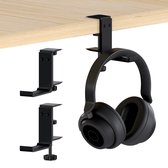 MMOBIEL Support pour casque sous le bureau – Support pour casque – Support pour casque réglable – Support pour casque – Support pour casque – Crochet universel pour casque – Aluminium Zwart