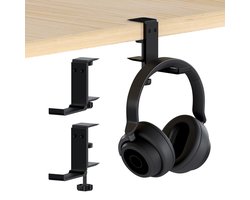 MMOBIEL Koptelefoon Houder voor onder Bureau – Koptelefoon Standaard – Verstelbare Headset Stand – Headset Hanger – Hoofdtelefoon Headset Houder Bureau – Universele Koptelefoon Haak - Zwart Aluminium