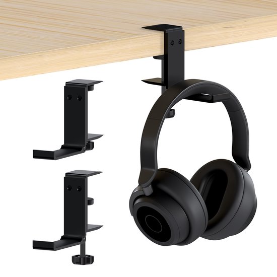 MMOBIEL Koptelefoon Houder voor onder Bureau – Zwart Aluminium