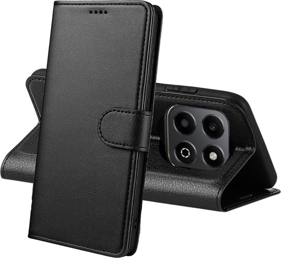 Hoesje Portemonnee voor Honor 200 Smart 5G Zwarte portemonnee met magnetische klep en kaartopslag