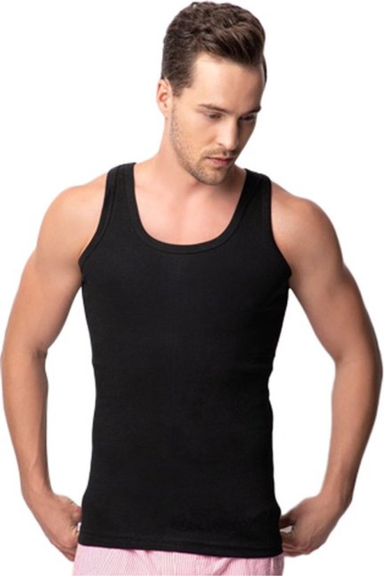 Pack de 3 débardeurs pour homme – 100 % coton – Noir – Taille L