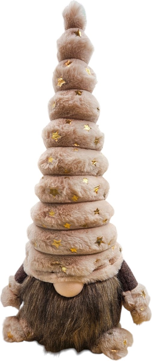 Gnome - kabouter - cream - gouden sterren - 45 cm hoog