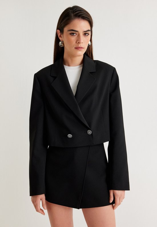 Gestreepte blazer van een mix van maagdelijke wol, slim fit in grijs