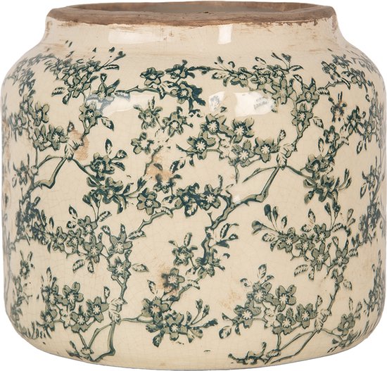 Clayre & Eef Pot de fleurs Ø 18x16 cm Beige Céramique Fleurs
