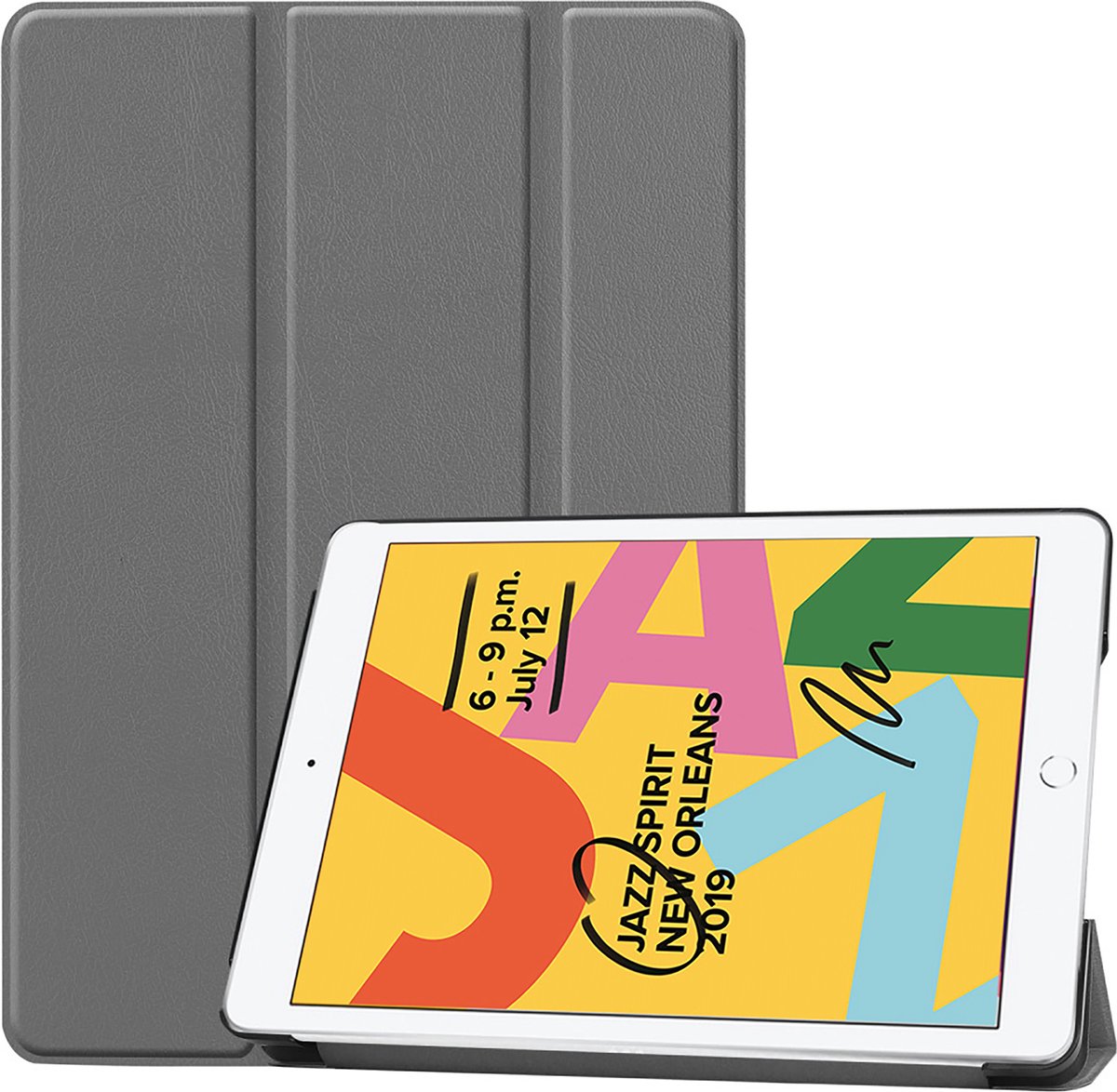 Cazy tablet Hoes geschikt voor iPad 9e generatie (2021) 10.2 inch / 8e generatie (2020) 10.2 inch / 7e generatie (2019) 10.2 inch - TriFold Bookcase - Grijs