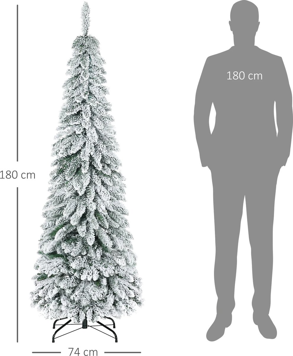Trovado® Kunst Kerstboom - Smal Model Kerst Boom - Doorsnede 74CM - 180CM Hoog - Met Sneeuw - Opvouwbaar - 3 Delen - – foto 4