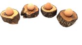 DOM 4 Coquetiers avec Bord Rustique - Handgemaakt en Bois d'Olivier - 4 pièces