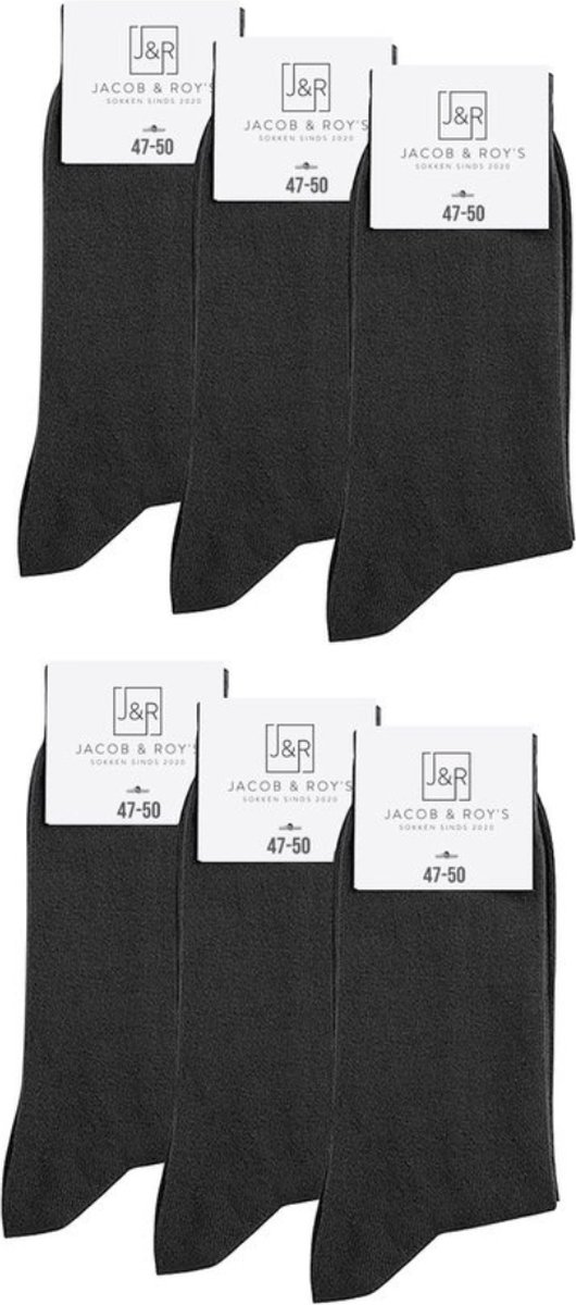 Jacob & Roy's 6 Paar Grijze Sokken - Kousen - Heren & Dames - Katoen - Maat 35-38 - Socks - Naadloos