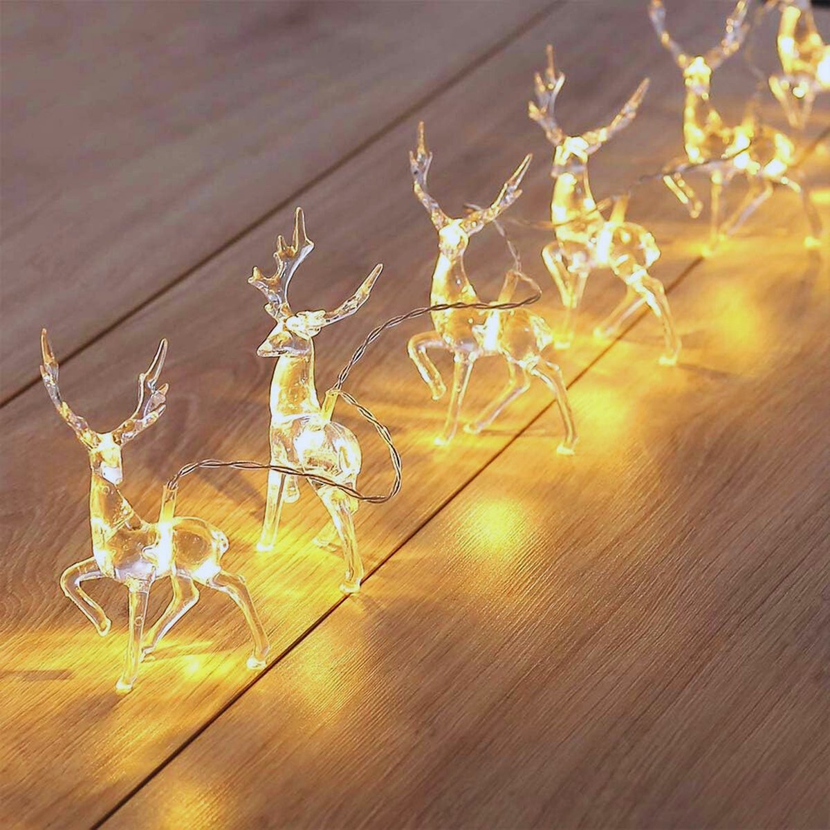 Elk Kamerdecoratie Batterijdoos String Lights - LED Rendier Kerstverlichting Met 10 LED's Voor Slaapkamer En Huisdecoratie