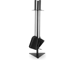 EmberElegance® Haardset - Haardstel - Openhaard Set - Haardgereedschap - Haardset voor Houtkachel - Vuurpook - Bezem - Pook - Schep - 4-delig - Zwart