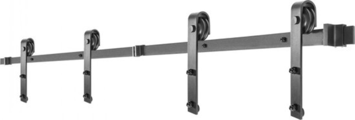 Track Kit Deur - Zwarte Houten Deur - 150 KG Laadvermogen - Voor Slaapkamer Kleedkamer Keuken Schuren Garages en Stallen