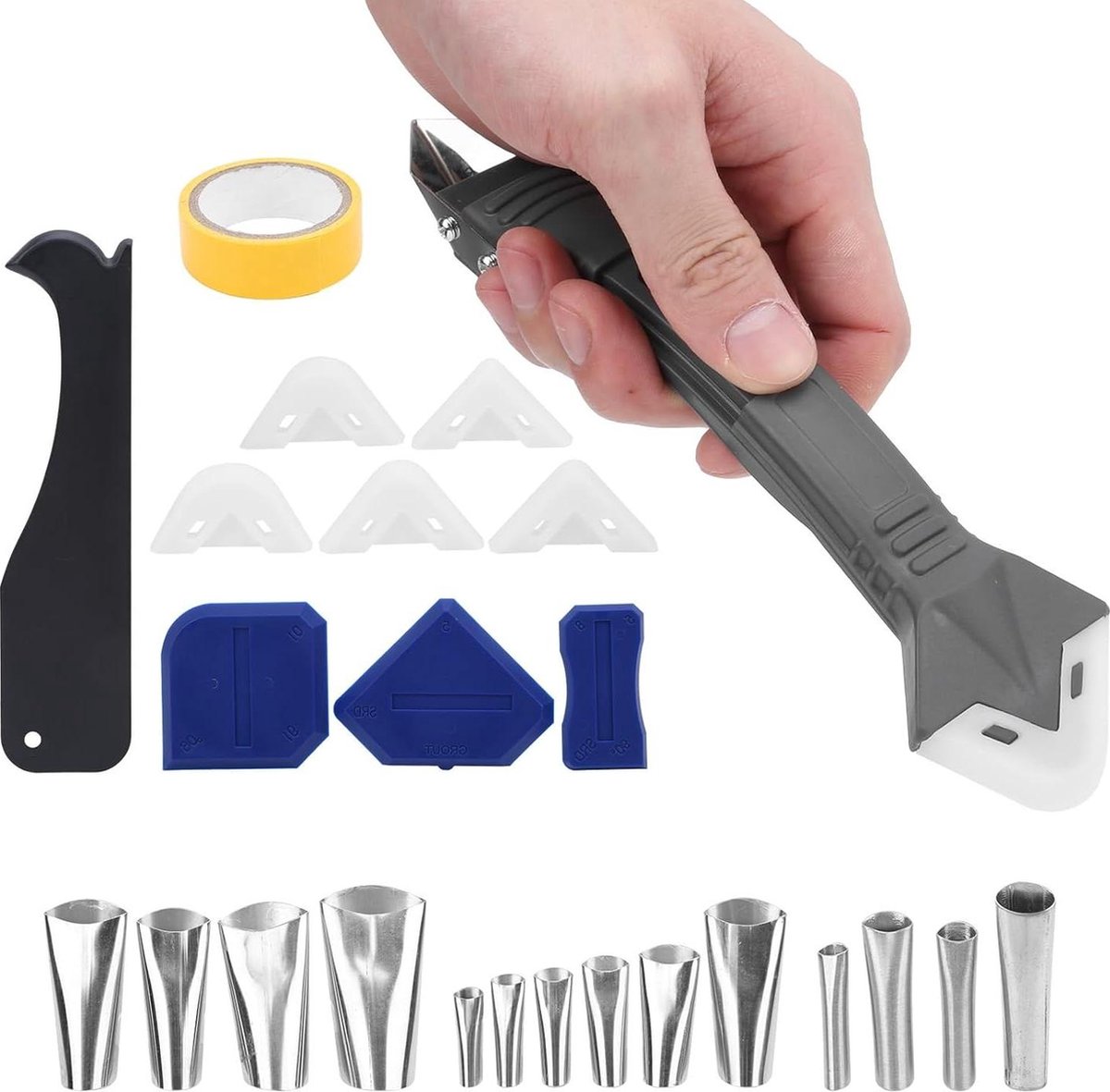 Kitmondstuk Set Kittips Lijmmondstuk Caulk Finisher Tool Applicator Tool Stalen Kitmondstuk Kitgereedschap Huishoudens Keukens Badkamers Watertanks Gootsteen