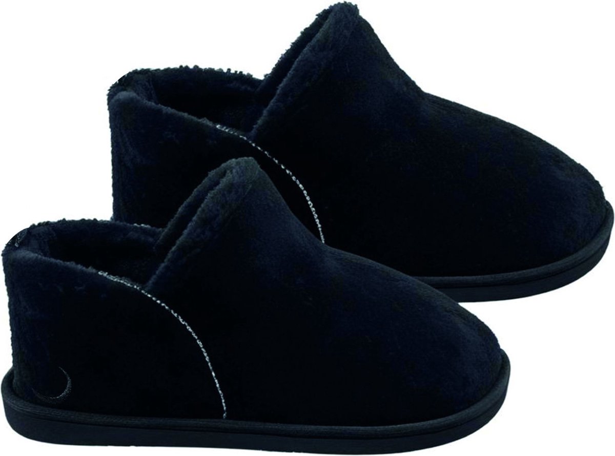 Latona Blanket® Sloffen dames - Pantoffels dames - Suede hoog - Zwart - Maat 37/38