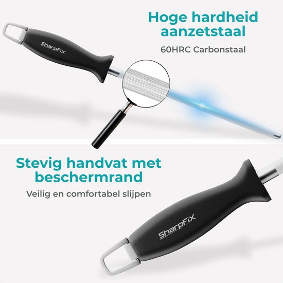 SharpFix Fusil d'aiguisage Classic – Aiguiseur de couteaux 60 HRC – Aiguiseur à tirage – Noir