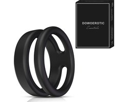 DOWO® - Dubbele Cockring - Penisring - Cock Ring Siliconen – Koppels - BDSM - Sex toys - Seksspeeltje voor Mannen - Zwart