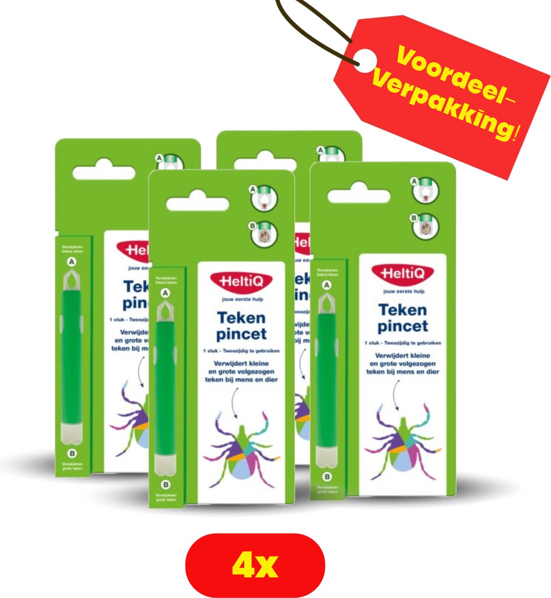 Goedkoopste 4 x HeltiQ Tekenpincet - Voordeelverpakking!