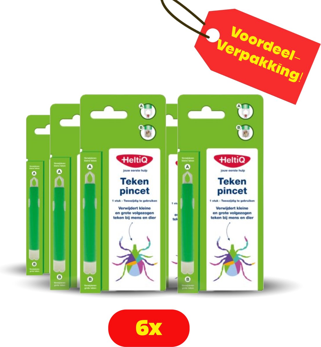 Goedkoopste 6 x HeltiQ Tekenpincet - Voordeelverpakking!