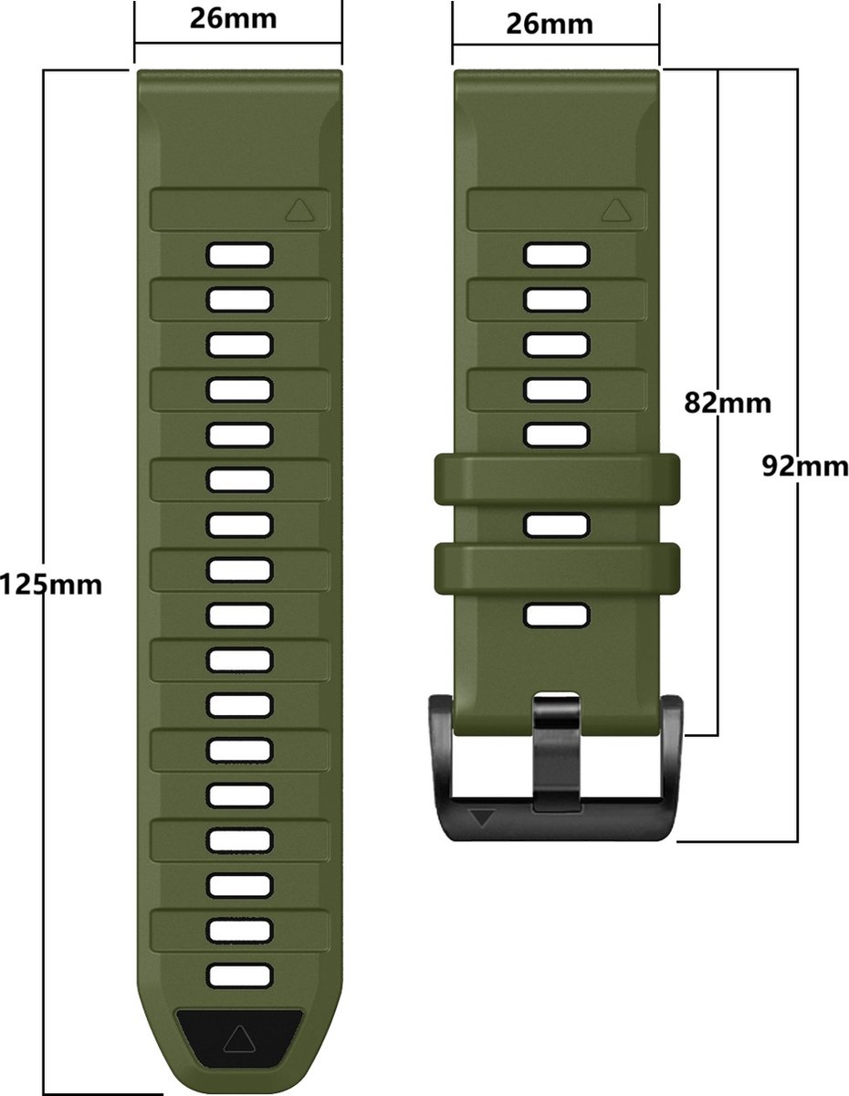 Stravo Tweekleurig Siliconen Bandje voor Garmin Fenix 9/9 Pro 51mm, Fenix 8/8 Pro 51mm, Fenix 7X/7X Pro, Fenix 6X/6X Pro, Fenix 5X/5X Plus, Enduro 1/2/3, Epix Pro Gen 2 51mm & Instinct 3 50mm – QuickFit 26mm Sport Bandje – Zwart/Grijs thumbnail 4
