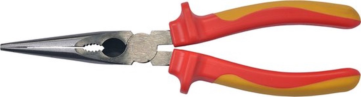 SW-Stahl 41909L VDE-punttang recht 200 mm I 1000V-punttang fijntechniek I volgens DIN EN/IEC 60900 elektricien-punttang I punttelefoontang met 2-componentengreep