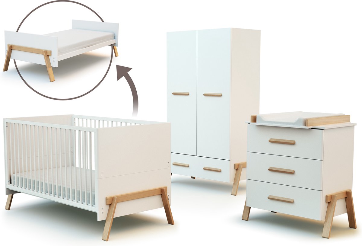 AT4 Canaille Babykamer met Ledikant, Ladekast en Kledingkast
