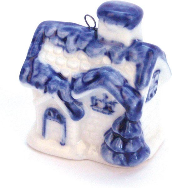 Kersthuisje delfts blauw