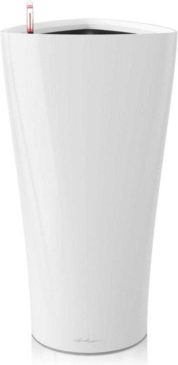 LECHUZA DELTA PREMIUM 40 - Plantenbak - met uitneembare binnenbak - met bewateringssysteem - ALL-IN-ONE set met LECHUZA-PON - wit hoogglans