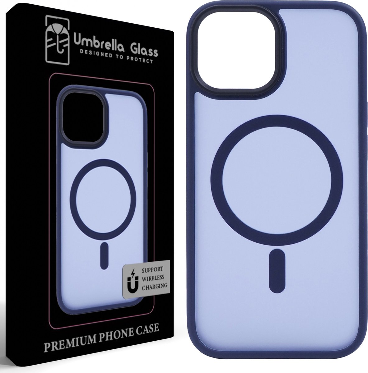 Umbrella Glass - Blue Mysterie Magnetic Shield hoesje - Geschikt voor iPhone 15