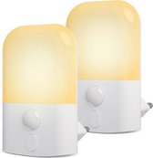 LED-nachtlampje plug-in/stopcontact 2 stuks– nachtlampje met bewegingssensor – Werkt op stroom – Warmlicht – Voor in de baby/kinder kamer – Dimbaar