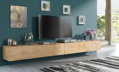 Pro-meubels - Zwevend Tv-meubel - Tv kast - Tunis - Eiken - 300cm 2x150cm