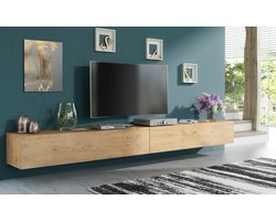 Pro-meubels - Zwevend Tv-meubel - Tv kast - Tunis - Eiken - 300cm 2x150cm |  bol.com