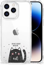 Telefoonhoesje Geschikt voor iPhone 14 Pro Silicone Case met transparante rand Cat Good Day