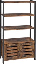 Signature Home boekenkast - Opbergkasten met 3 planken - 2 lamellendeuren - woonkamer - studeerkamer - slaapkamer - industrieel design, vintage bruin-zwart - 70 x 30 x 121,5 cm