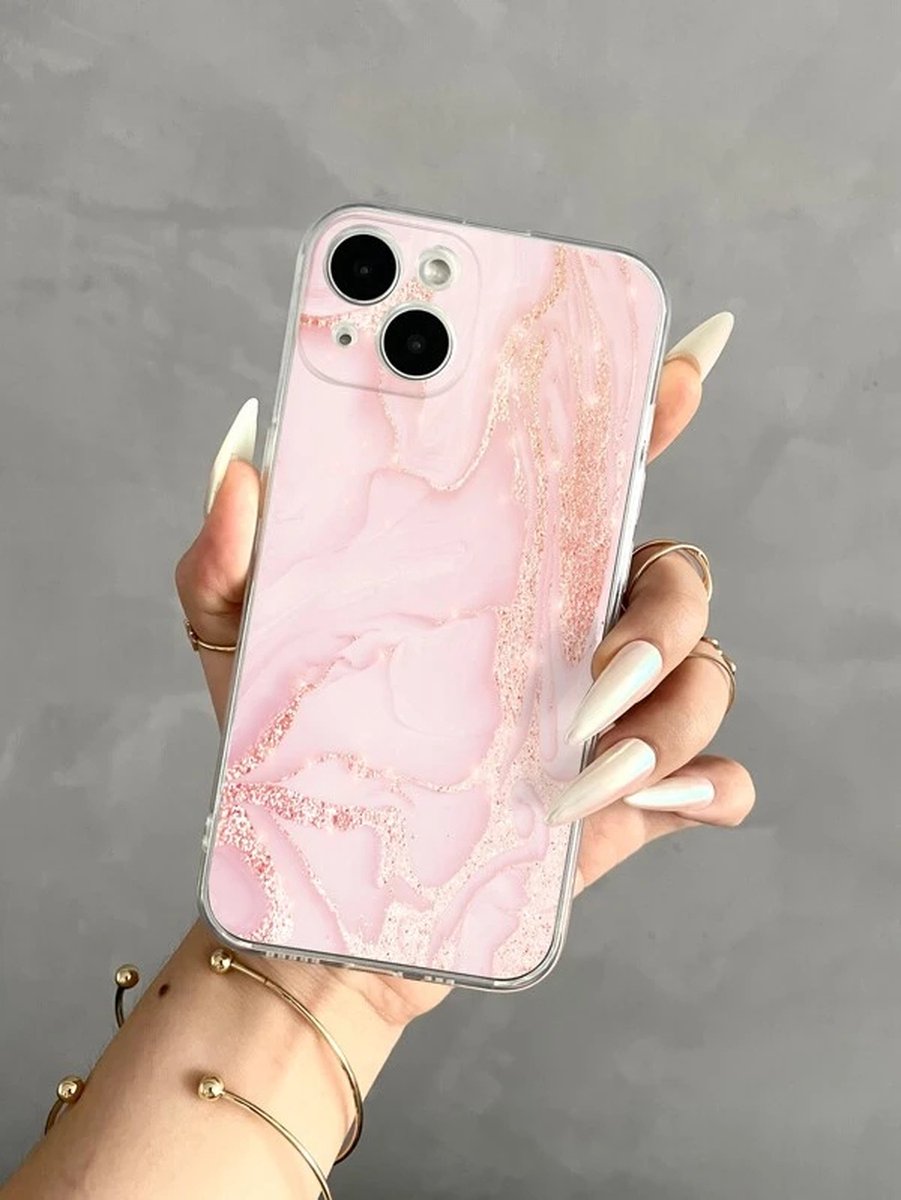 Hoesje Marmer Roze Iphone 14