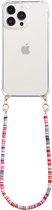 Casies Apple iPhone 13 hoesje met koord - Kleurrijke kralen ketting - short size - Cord Case Candy Beads