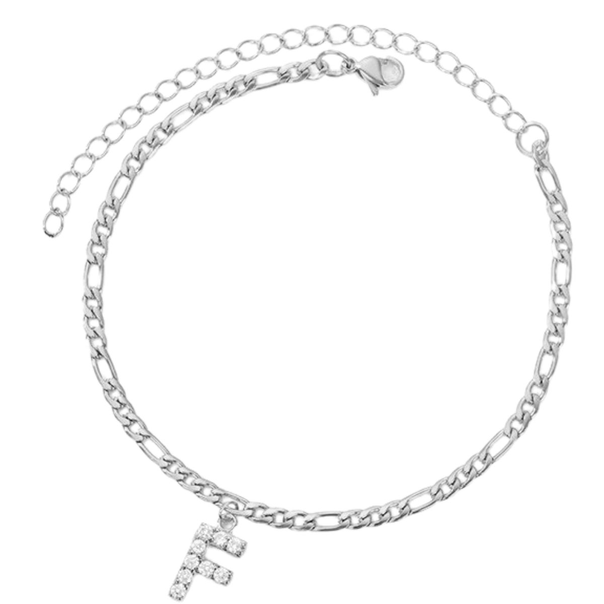 Enkelbandje - Enkelbandjes Dames - Enkelbandje Zilver - Initials - Zilverkleurig - Letter F