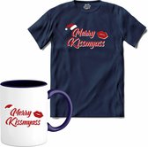 Merry kissmyass - T-Shirt met mok - Meisjes - Navy Blue - Maat 12 jaar