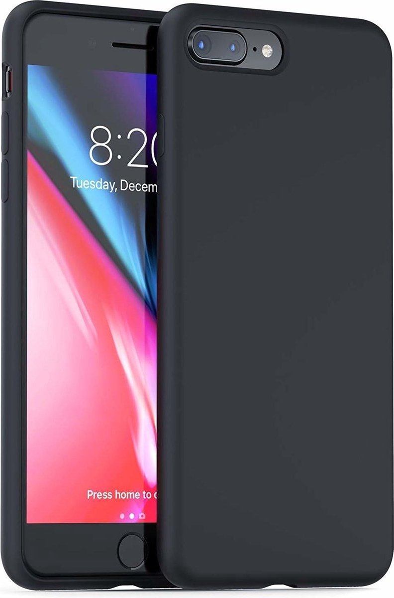 Massuzi iPhone 7 Plus & 8 Plus Zwart Hoesje - Siliconen Cover - 360° Protection - Backcover - Black