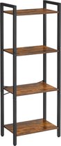 MIRA Home Boekenkast Ladder - Smal Boekenrek Ladderrek - Vintage - Bruin/Zwart - 40x24x107 cm
