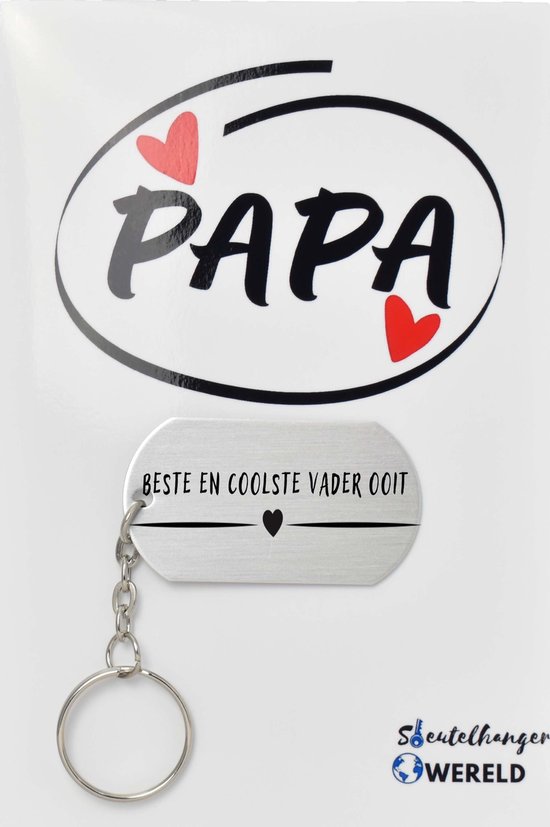 Le meilleur et le plus cool des papas porte-clés avec carte - cadeau papa - cadeau père - Vaderdag - joli cadeau à offrir à votre père - 2,9 x 5,4 cm